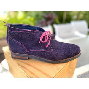 Cole Haan Air Charles Chukka Purple Suede Desert Boot SZ 11 Pink Contrst Leather